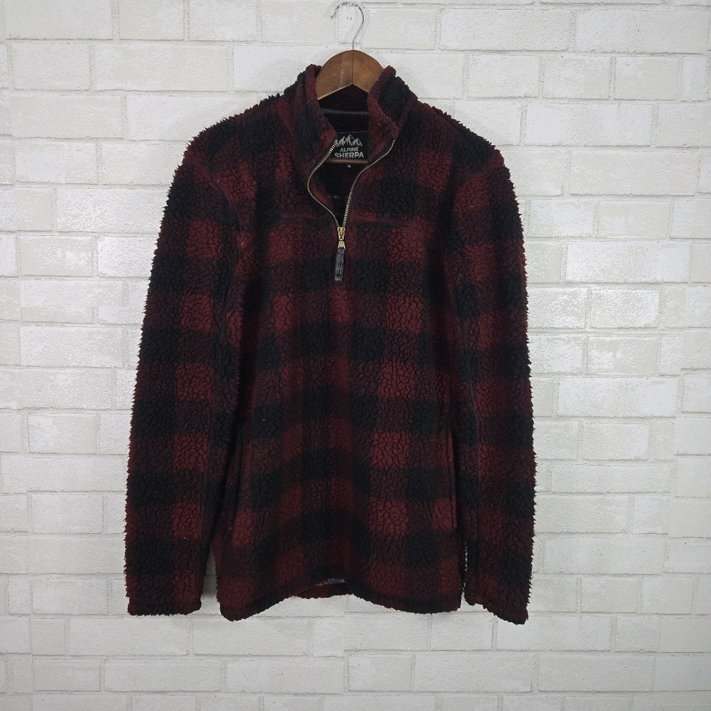 Alpine Sherpa plaid print pullover